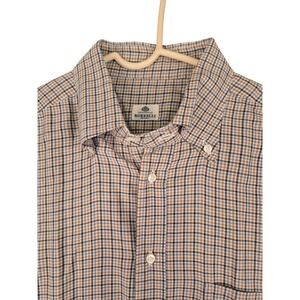 Luigi Borrelli Napoli Mens XL Button Down Shirt Check Plaid Made in Italy Blue